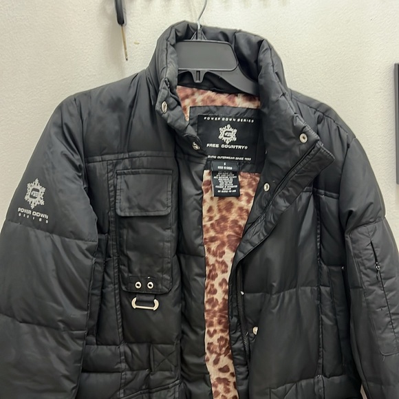 Free Country Women's Down Jacket Black Power Down Series Puffer Hooded - Picture 3 of 10